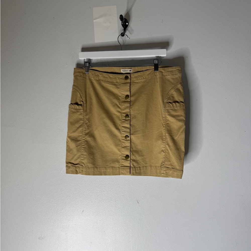 Toad Co Womens Cargo Skirt Medium Khaki Button Up Mini Size 14